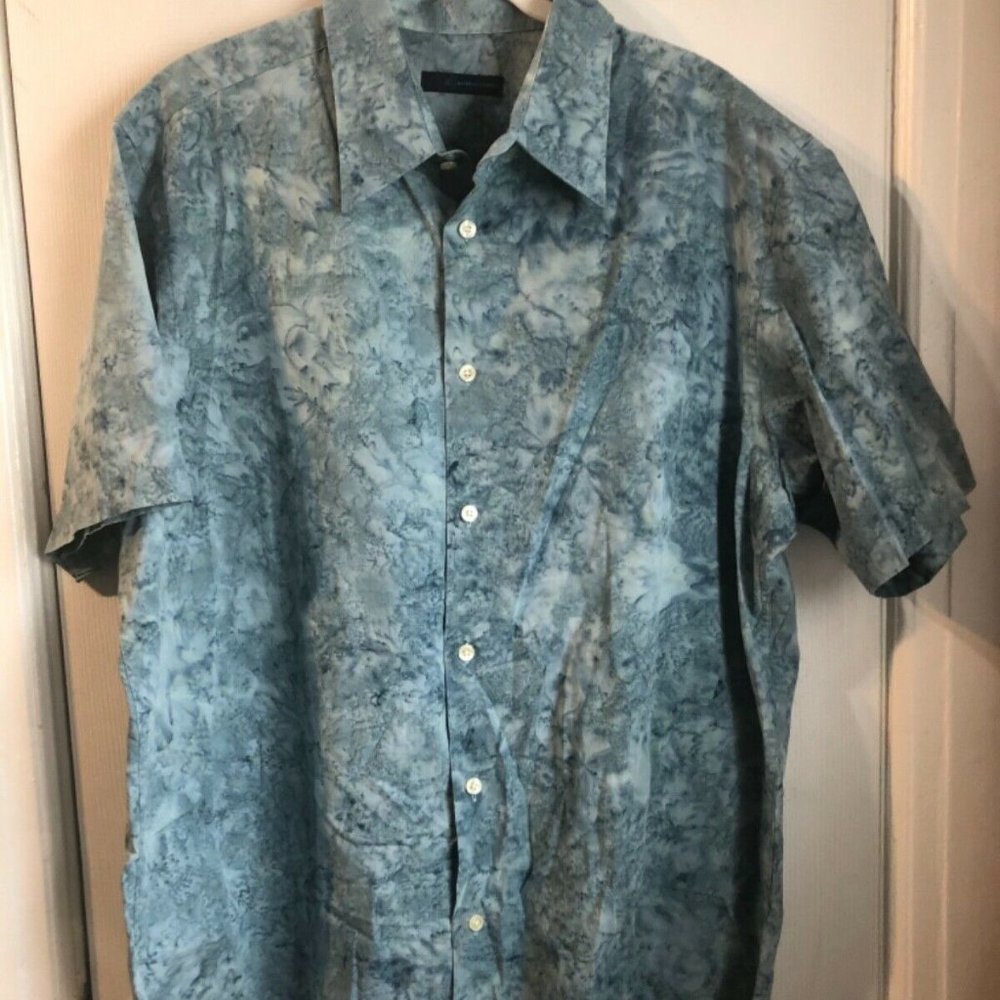 MATERIAL LONDON Size XL Teal Blue Button down Collard Shirt 100% Cotton